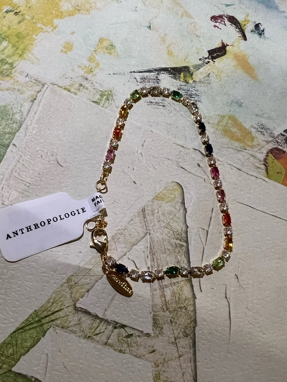 Anthropologie Colorful Crystal Tennis Bracelet - NWT
